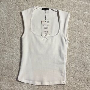 Zara white bow tank top